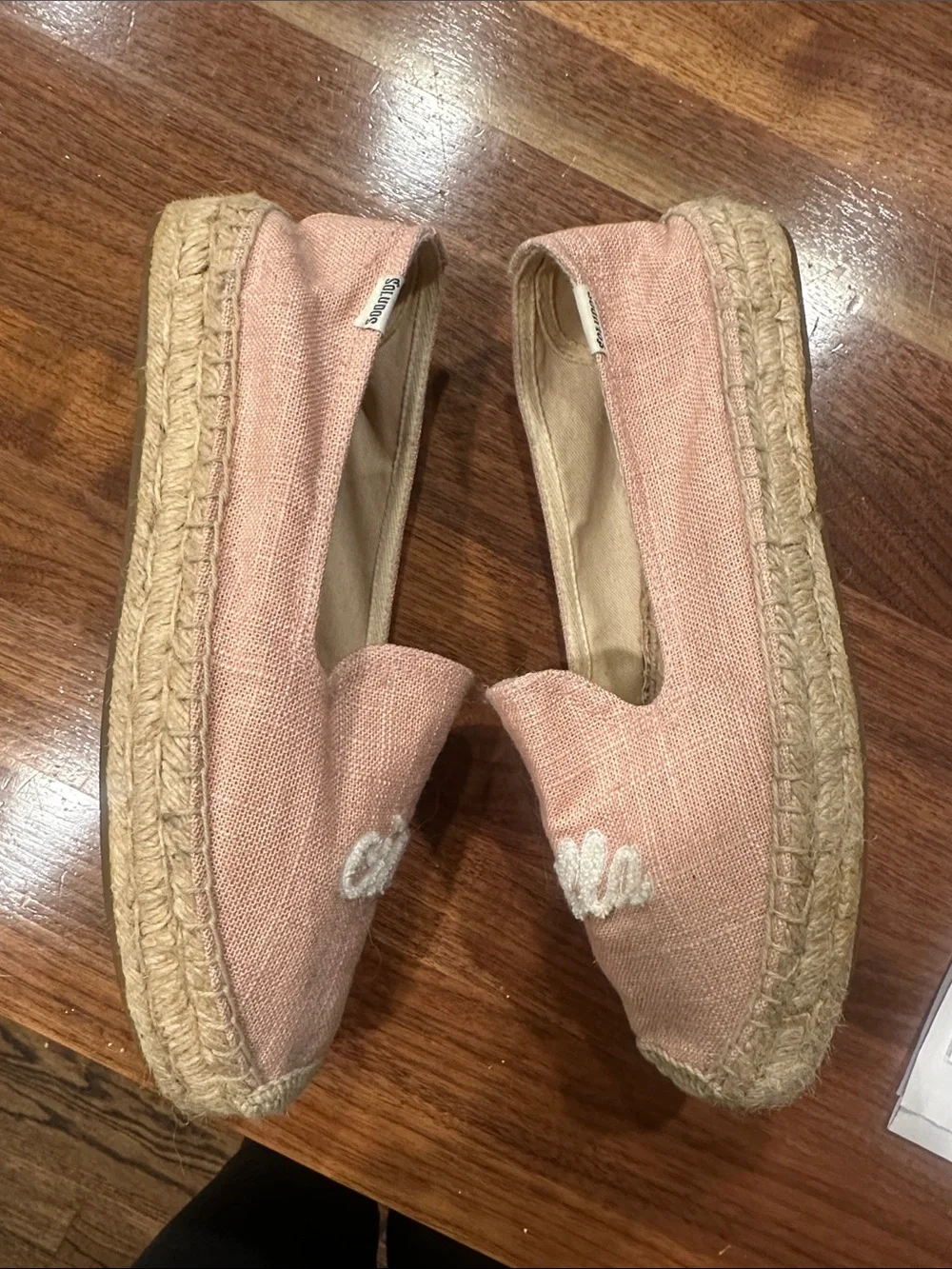 Soludos Pink 'ciao bella' Embroidered Slip-On Espadrilles